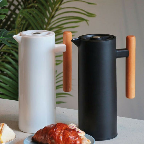 Portable Water Bottle Plastic Vacuum Tea Flask Glass Inner 1000ml Thermos Set